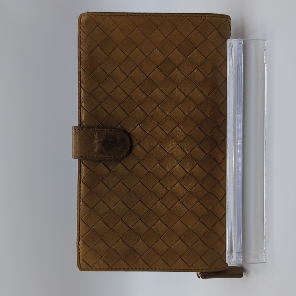 Bottega Veneta Wallet Intrecciato Camel Beige Brown Leather With COA
